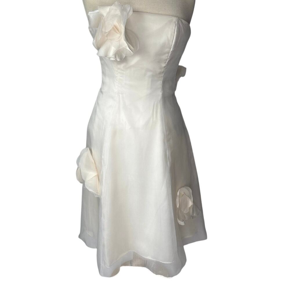 Melissa Sweet Wedding Short Dress Silk Strapless Ivory Size2
